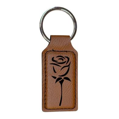 Keychain - Rectangle - Rose - Leather
