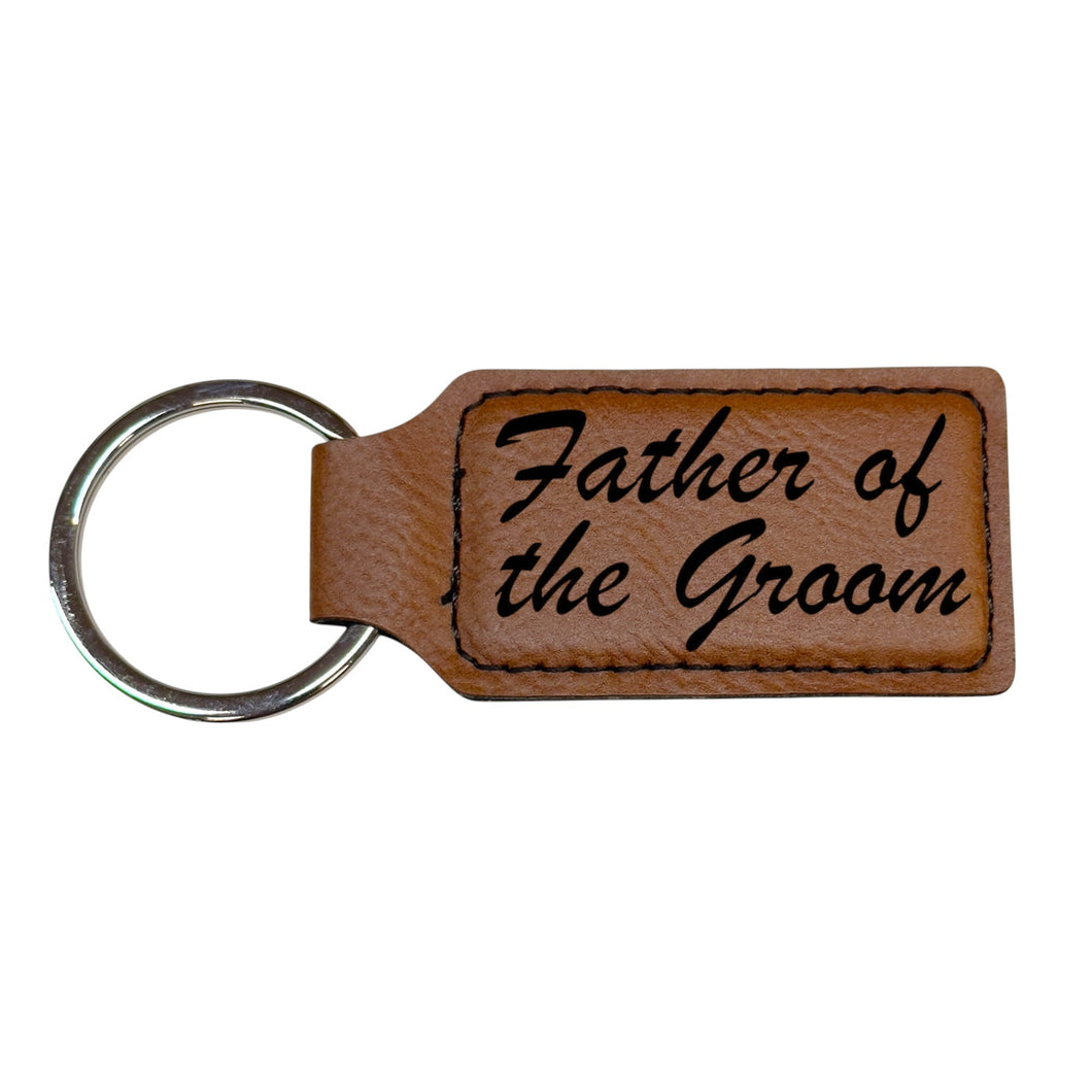 Keychain - Rectangle -  Father of the Groom - Leather