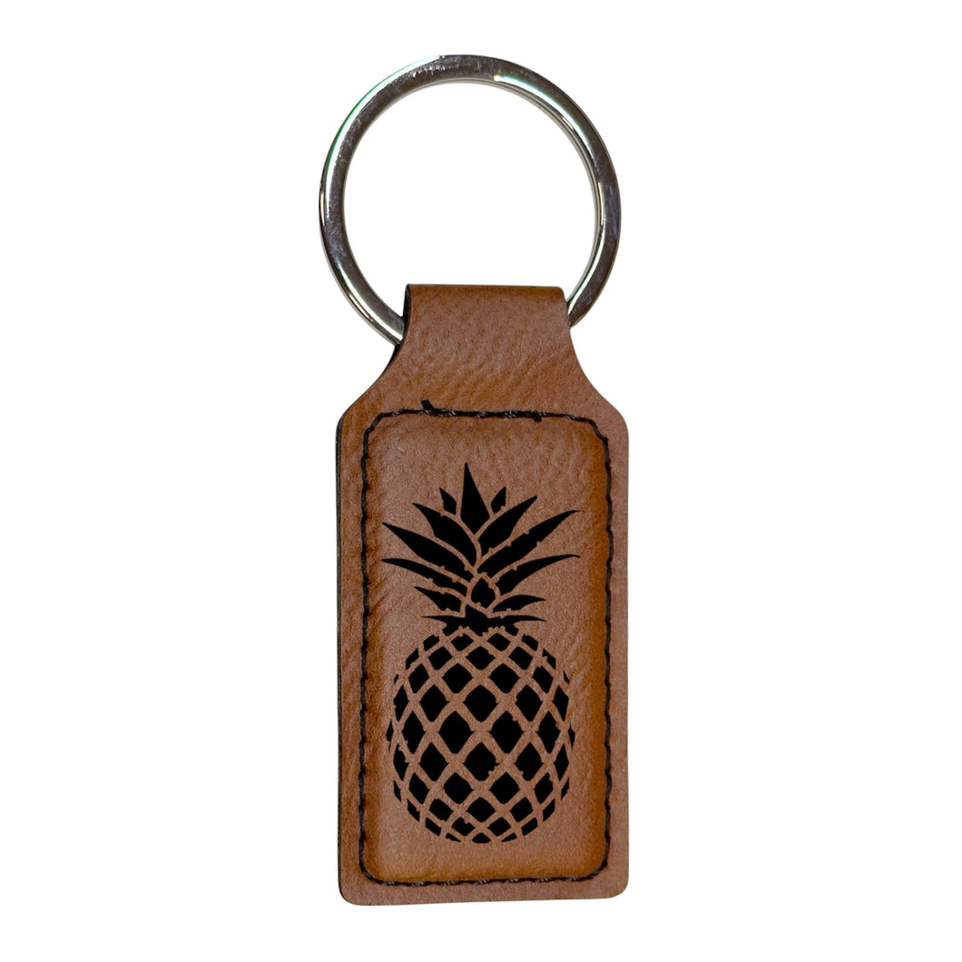 Keychain - Rectangle - Pineapple - Leather