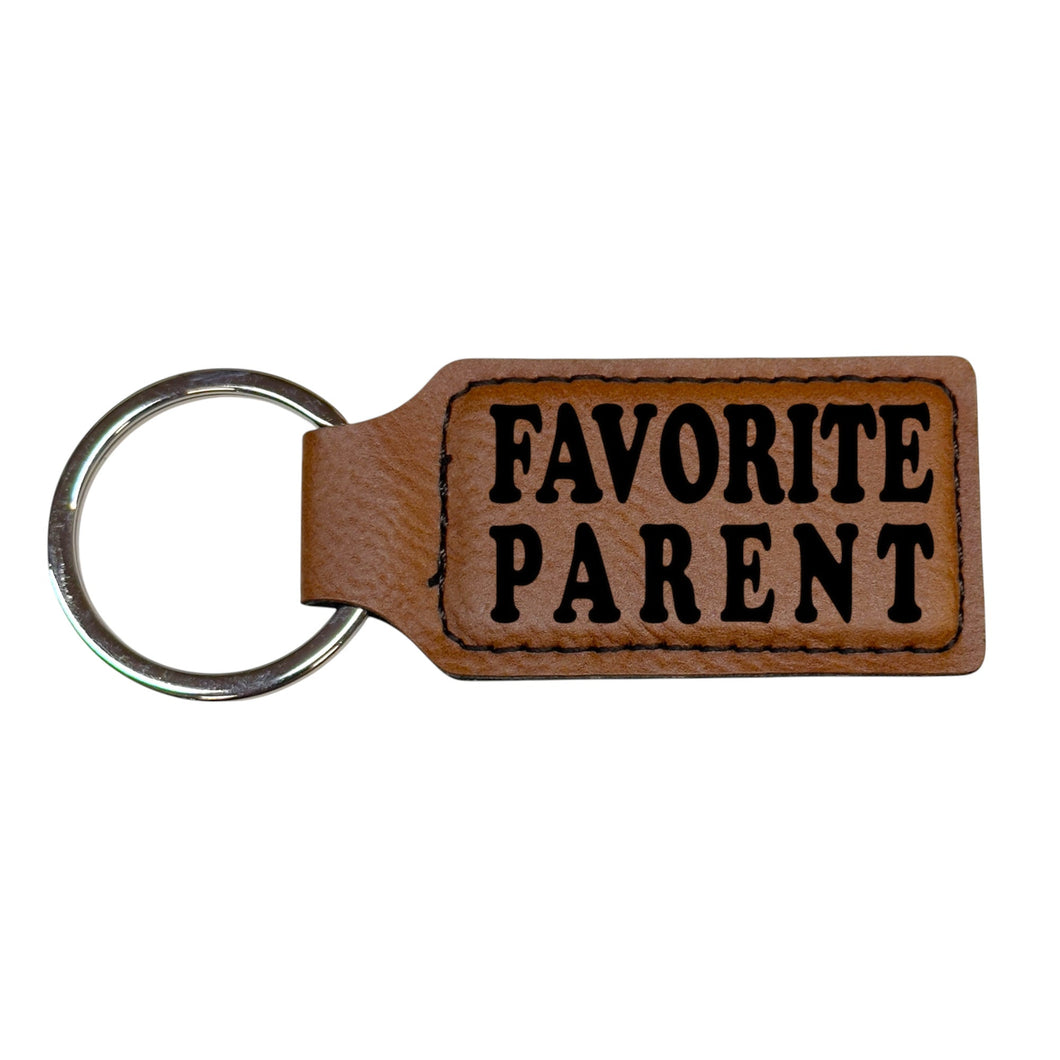 Keychain - Rectangle - Favorite Parent - Leather