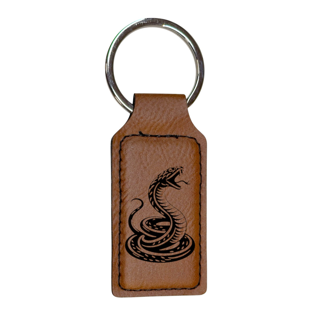 Keychain - Rectangle - Coiled Snake - Leather