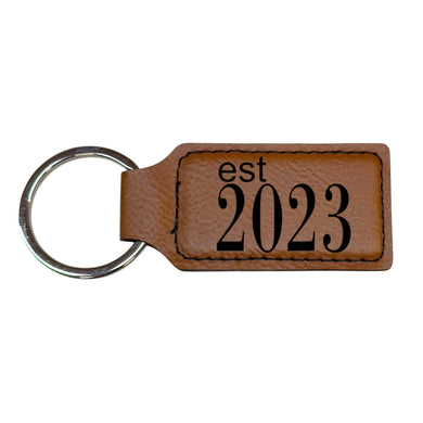 Keychain - Rectangle -  Est 2023 - Leather