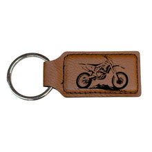 Load image into Gallery viewer, Keychain - Rectangle - Dirt Bike - Leather