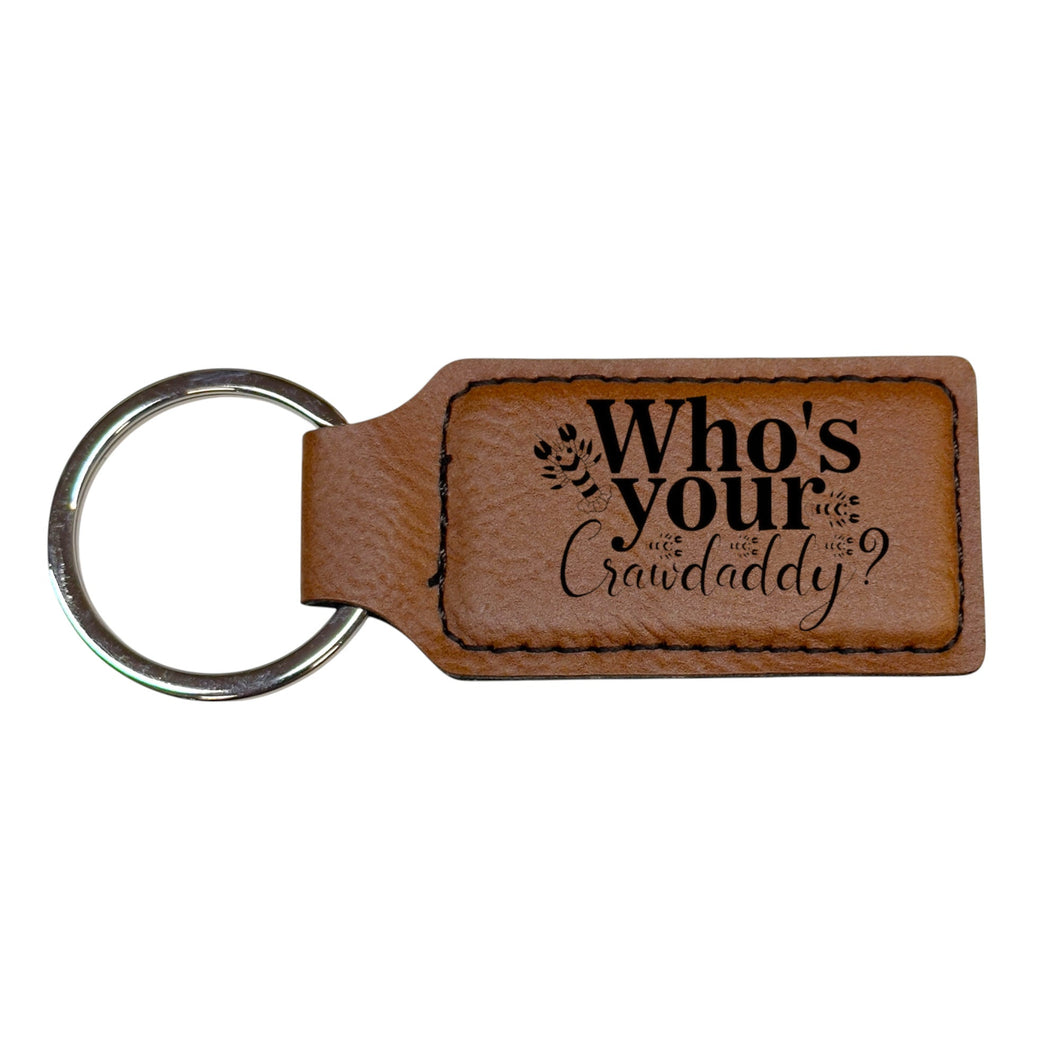 Keychain - Rectangle - Whos your Crawdaddy - Leather