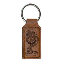 Load image into Gallery viewer, Keychain - Rectangle - Microphone - Leather