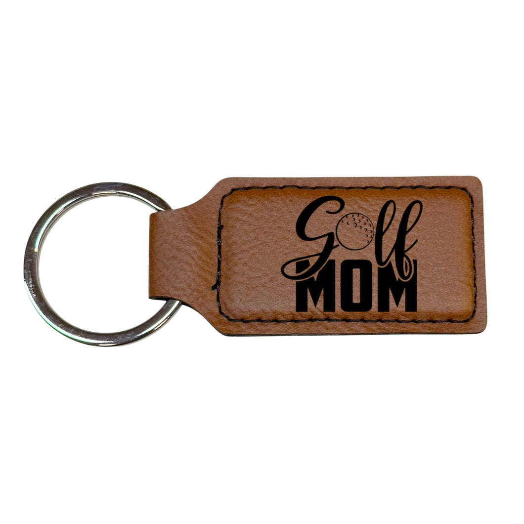 Keychain - Rectangle - Golf Mom - Leather
