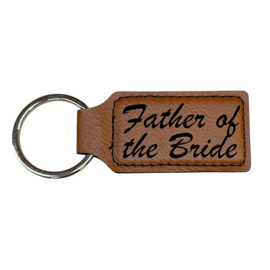 Keychain - Rectangle -  Father of the Bride - Leather