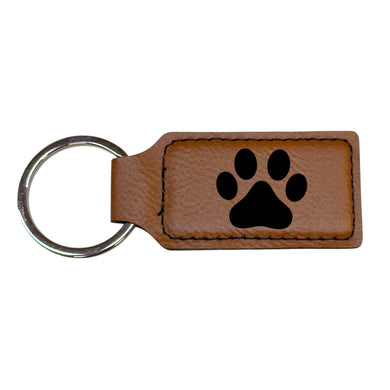Keychain - Rectangle - Dog Paw - Leather