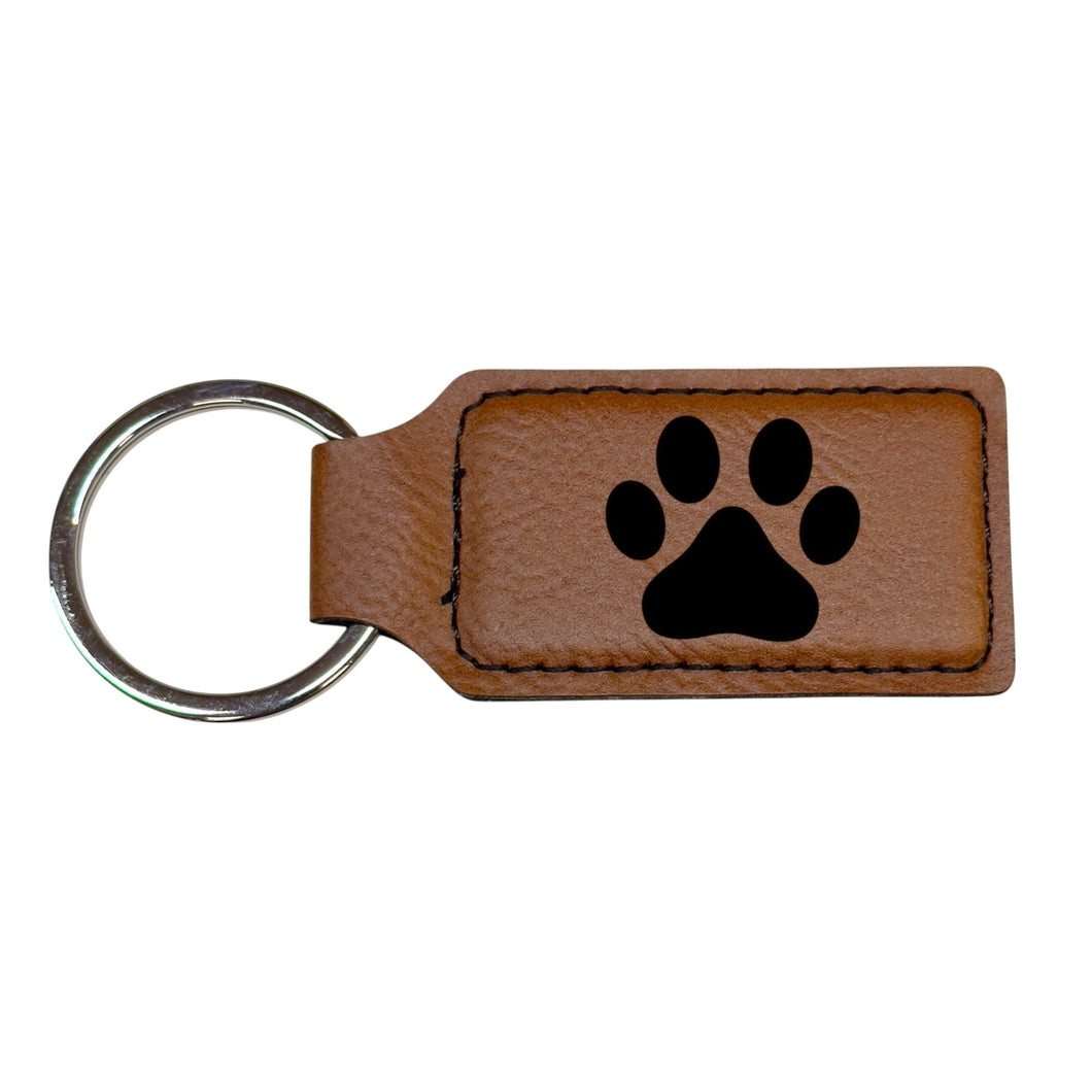 Keychain - Rectangle - Dog Paw - Leather