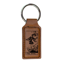 Load image into Gallery viewer, Keychain - Rectangle - The Fool Tarot Card - Leather