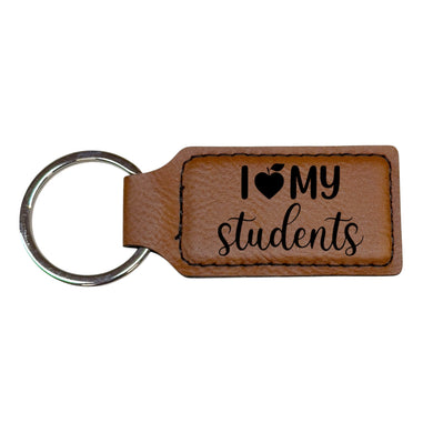 Keychain - Rectangle - I love my students - Leather