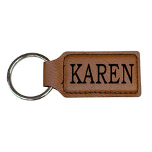 Load image into Gallery viewer, Keychain - Rectangle - Karen - Leather