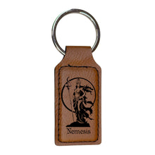 Load image into Gallery viewer, Keychain - Rectangle - Nemesis Goddess of Revenge - Leather
