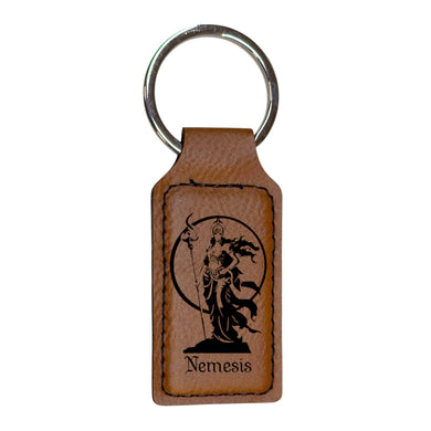 Keychain - Rectangle - Nemesis Goddess of Revenge - Leather