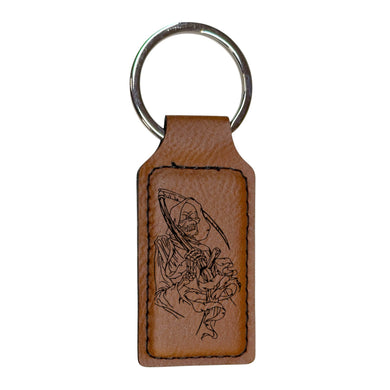 Keychain - Rectangle - Dealer of Death Grim Reaper - Leather