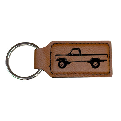 Keychain - Rectangle - Classic Pickup Truck - Leather