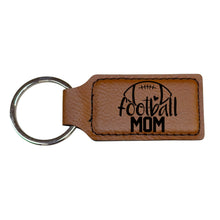 Load image into Gallery viewer, Keychain - Rectangle - Football Mom - Leather