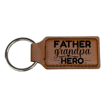Load image into Gallery viewer, Keychain - Rectangle -  Father Grandpa Hero - Leather