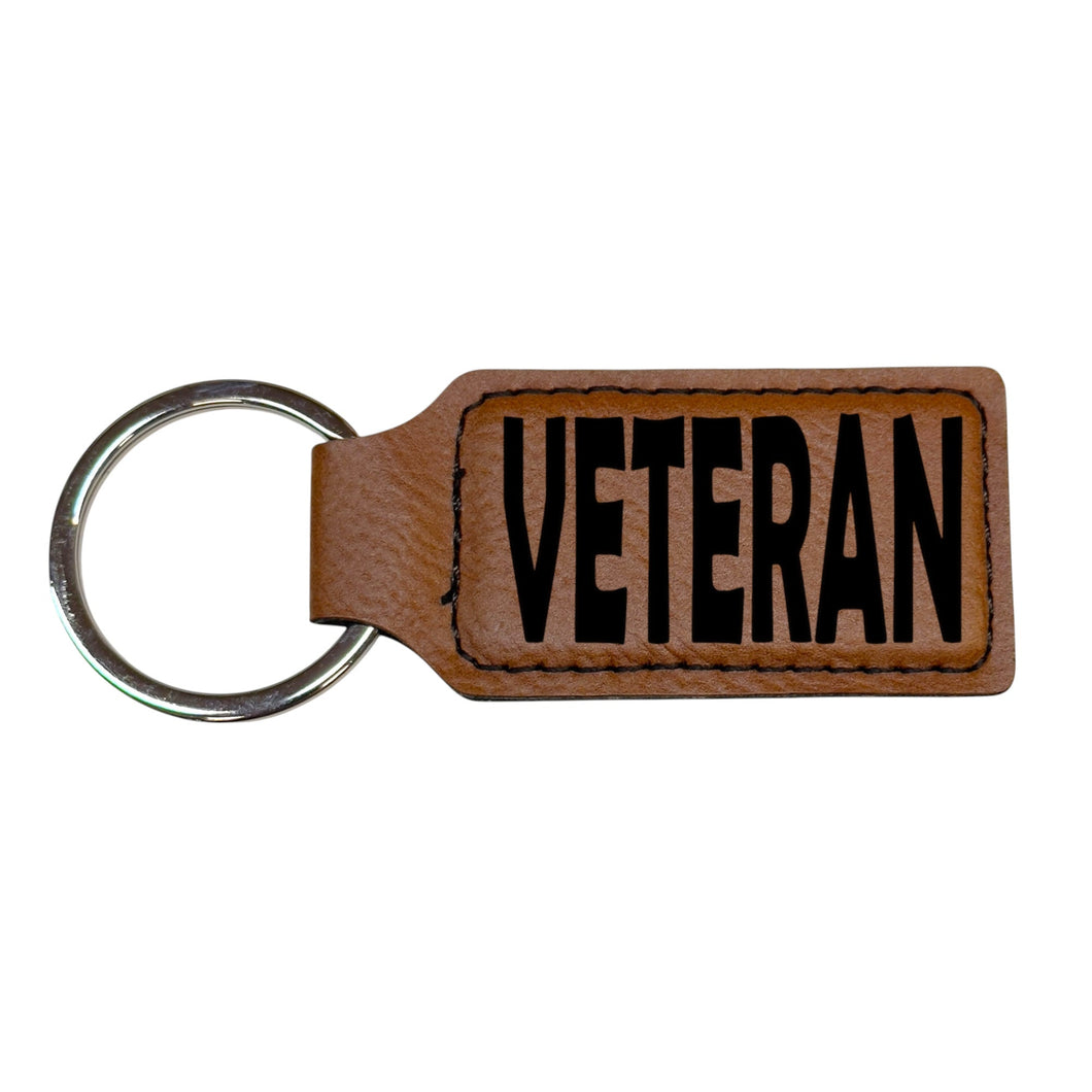Keychain - Rectangle - Veteran - Leather