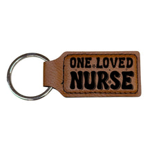 Load image into Gallery viewer, Keychain - Rectangle - One Loved Nurse - Leather