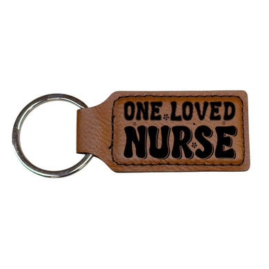 Keychain - Rectangle - One Loved Nurse - Leather