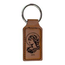 Load image into Gallery viewer, Keychain - Rectangle - Eos Goddess of Dawn - Leather