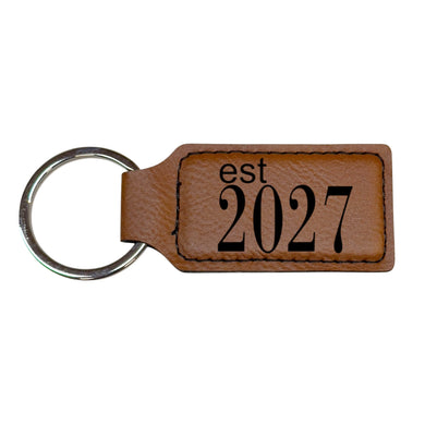 Keychain - Rectangle -  Est 2027 - Leather