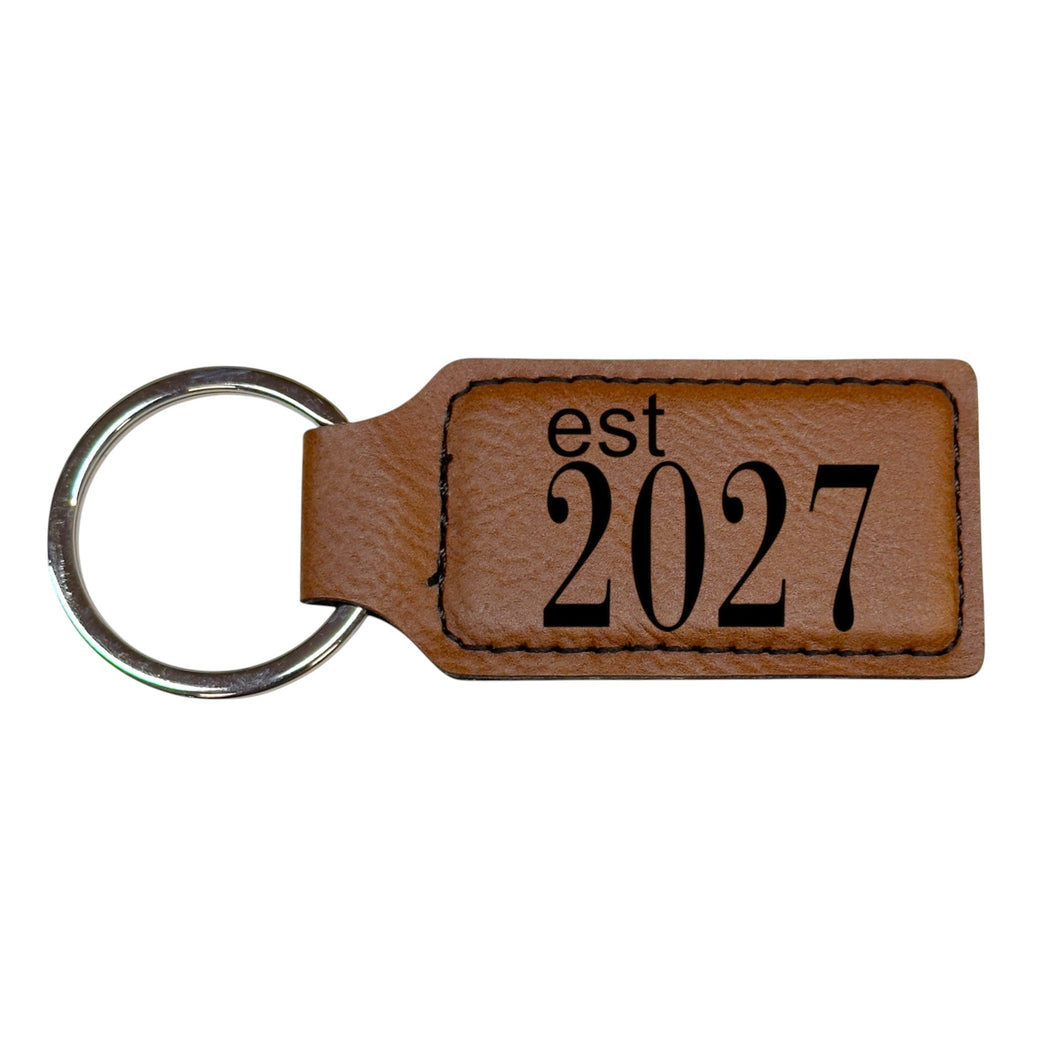 Keychain - Rectangle -  Est 2027 - Leather