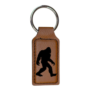 Keychain - Rectangle - Bigfoot Sasquatch - Leather