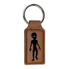 Load image into Gallery viewer, Keychain - Rectangle - Alien - Leather 3" x 1 3/4"