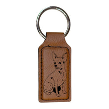 Load image into Gallery viewer, Keychain - Rectangle - Chihuahua Dog - Leather