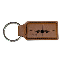 Load image into Gallery viewer, Keychain - Rectangle - KC-47 Plane - Leather 3" x 1 3/4"