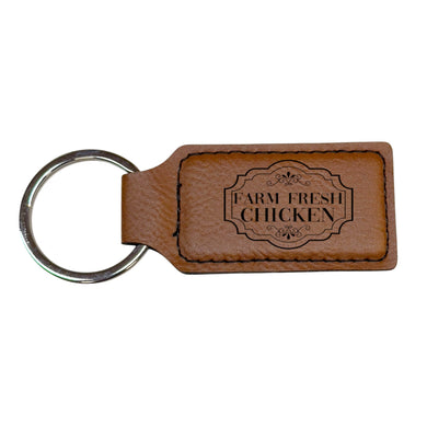 Keychain - Rectangle - Farm Fresh Chicken - Leather