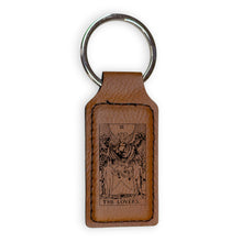 Load image into Gallery viewer, Keychain - Rectangle - The Lovers Tarot Card - Leather
