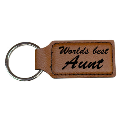 Keychain - Rectangle - Worlds best Aunt - Leather