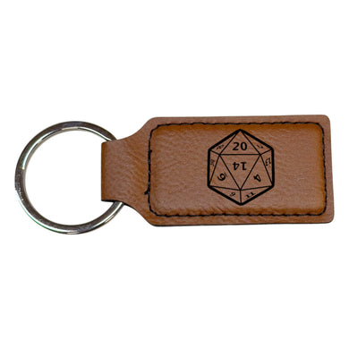 Keychain - Rectangle - D20 - Leather