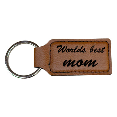 Keychain - Rectangle - Worlds best mom - Leather
