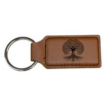 Load image into Gallery viewer, Keychain - Rectangle - Celtic Tree of Life - Leather