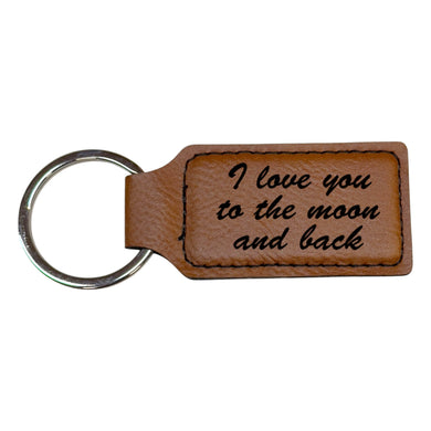 Keychain - Rectangle - I love you to the moon and back - Leather