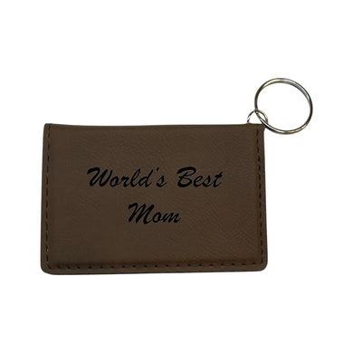 Keychain ID Holder - Worlds Best Mom Leather