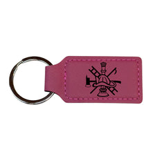 Load image into Gallery viewer, Keychain - Rectangle - Firefighter Emblem - Leather