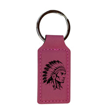 Load image into Gallery viewer, Keychain - Rectangle - Indian Chief - Leather