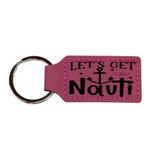 Load image into Gallery viewer, Keychain - Rectangle - Lets get Nauti - Leather