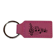 Load image into Gallery viewer, Keychain - Rectangle - Music Notes - Leather