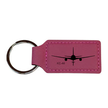 Load image into Gallery viewer, Keychain - Rectangle - KC-47 Plane - Leather 3" x 1 3/4"
