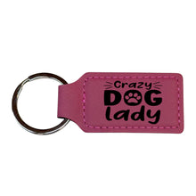 Load image into Gallery viewer, Keychain - Rectangle - Crazy Dog Lady - Leather