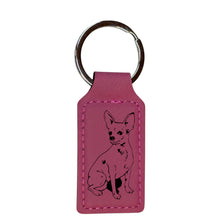 Load image into Gallery viewer, Keychain - Rectangle - Chihuahua Dog - Leather