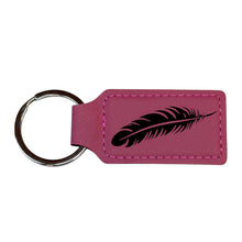 Load image into Gallery viewer, Keychain - Rectangle - Feather - Leather