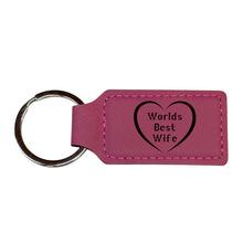 Load image into Gallery viewer, Keychain - Rectangle - Worlds Best Wife - Leather