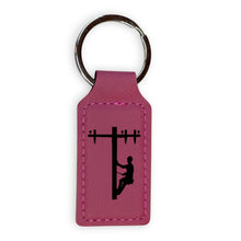 Load image into Gallery viewer, Keychain - Rectangle - Lineman - Leather